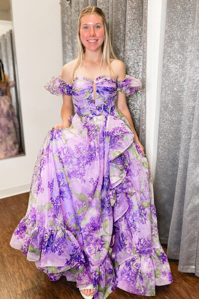 Cute Sheath Sweetheart Floral Prom Dresses With Detachable Sleeves