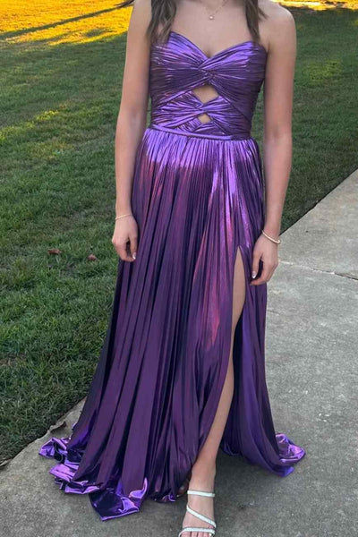 Charming A Line Jade Sweetheart Pleated Metallic Satin Prom Dresses