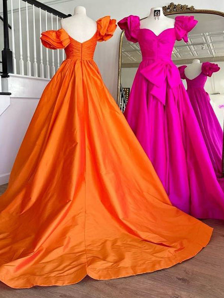 Cute Ball Gown Pink Sweetheart Pleated Prom Dress with Bow