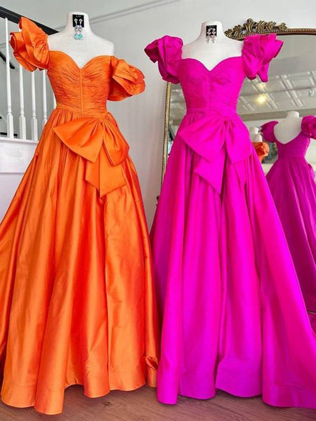 Cute Ball Gown Pink Sweetheart Pleated Prom Dress with Bow