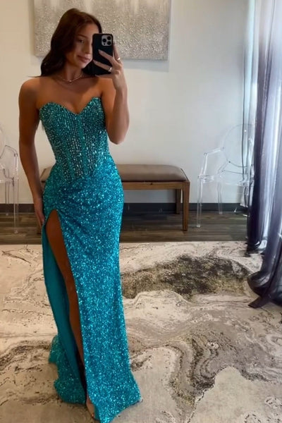 Gorgeous Mermaid Sweetheart Sequins Prom Dress with Beading