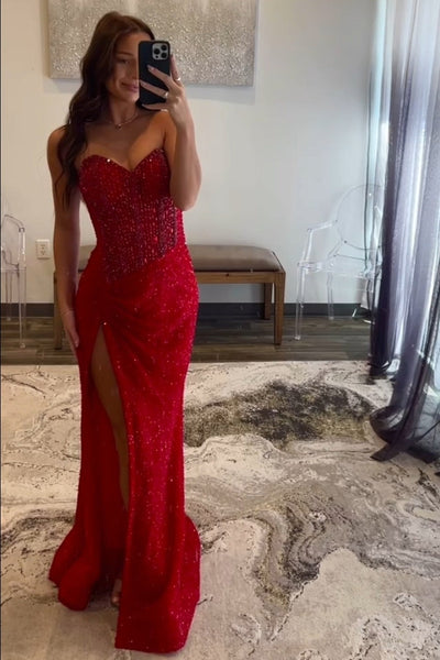 Gorgeous Mermaid Sweetheart Sequins Prom Dress with Beading