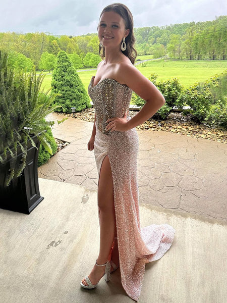 Sweetheart Sequins Mermaid Prom Dress With Beading