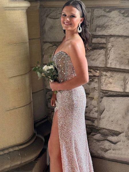 Sweetheart Sequins Mermaid Prom Dress With Beading