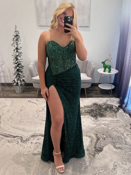 Sweetheart Sequins Mermaid Prom Dress With Beading
