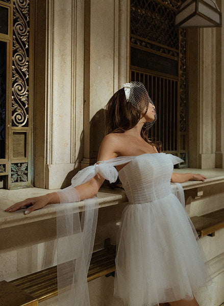Modern Chic A-line Sleeveless Short Reception Wedding Dresses