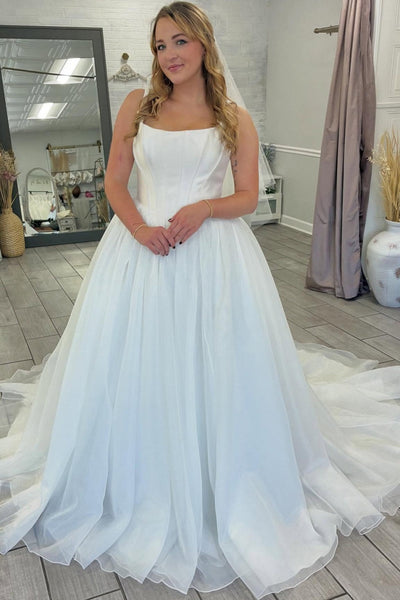 A Line Bridal Wedding Dresses Satin Corset Organza Bride Wedding Gowns