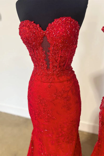 Charming Mermaid Sweetheart Lilace Lace Appliques Prom Dresses with Beading