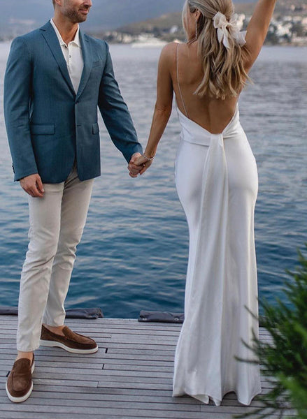 V-Neck Sleeveless Floor-Length Wedding Dresses