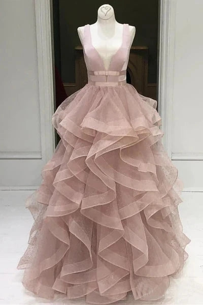 Free Shipping A Line Yellow Multi-layered Polka Dot Organza Prom Dresses Long Sweet 16 Dress VK0125019