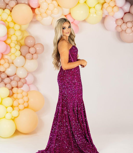 Cute Mermaid Fuchsia Sequins Long Prom Dresses VK112101