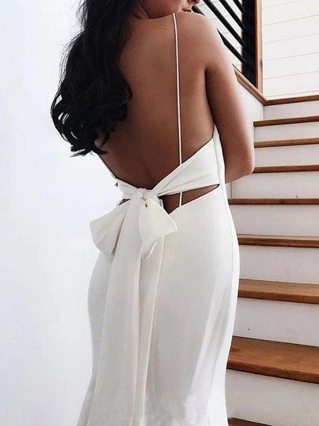 Free Shipping Spaghetti Straps Backless V Neck Mermaid Wedding Dresses Bridal Dresses VK0120010