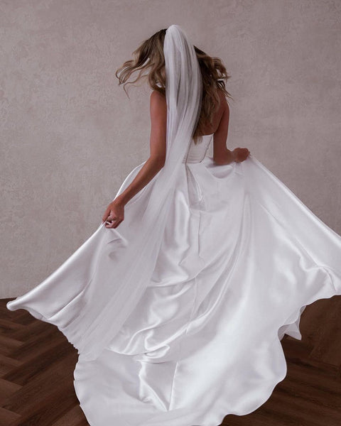 Ball Gown Strapless Satin Wedding Dresses VK23012703