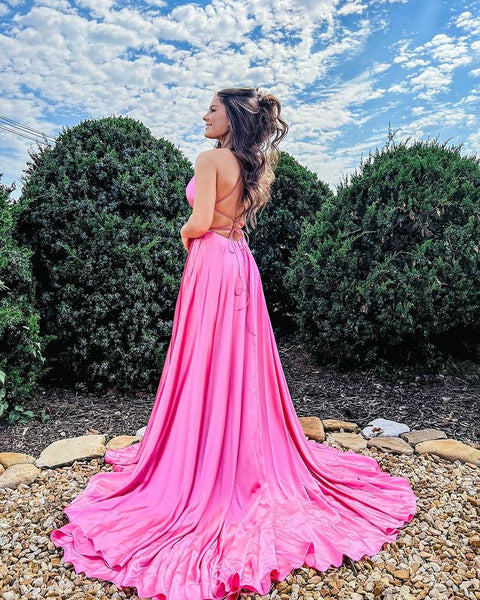 Stunning A Line Scoop Neck Hot Pink Prom Dress for 2022 VK22020706