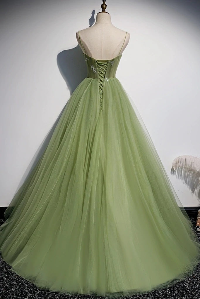 light sage green quince dress Free Shipping Princess Ball Gown Scoop Neck Sage Green Tulle Prom Dresses  Quinceanera Dresses VK0320003 – Vickidress