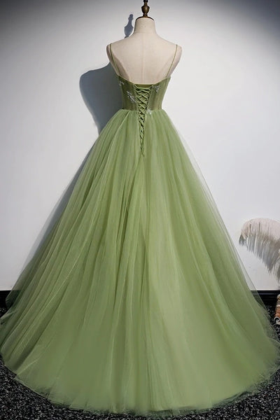 Free Shipping Princess Ball Gown Scoop Neck Sage Green Tulle Prom Dresses Quinceanera Dresses VK0320003