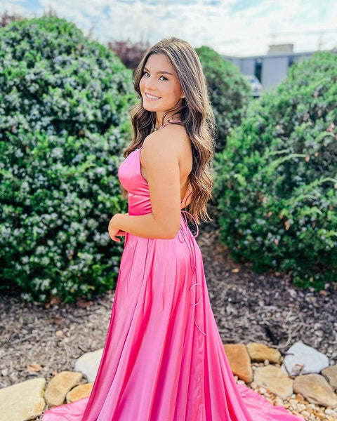 Stunning A Line Scoop Neck Hot Pink Prom Dress for 2022 VK22020706