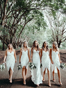 Cheap Sheath Bridesmaid Dresses Chiffon Short Gowns VK0321005