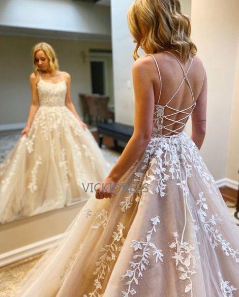 Free Shipping Glitter V Neck Long Blue Lace Prom Dresses, Blue Lace Formal Graduation Evening Dresses VK0118007