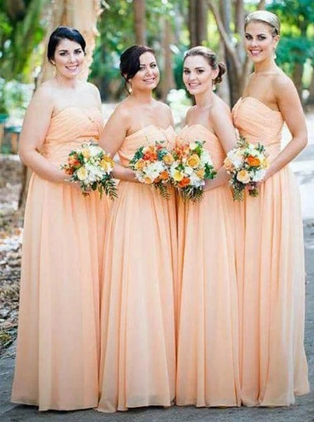 Cheap Sweetheart Orange Chiffon Long Bridesmaid Dresses Online VK0629003