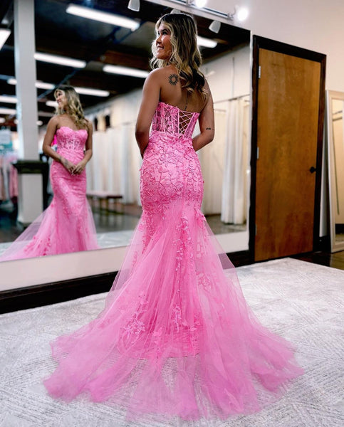 Cute Mermaid Sweetheart Lace Long Prom Dresses VK120602
