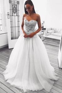 Free Shipping Charming A-Line Sweetheart Tulle Wedding Dresses with Appliques Bridal Gowns VK0120021