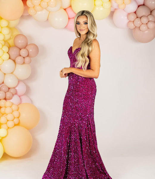 Cute Mermaid Fuchsia Sequins Long Prom Dresses VK112101
