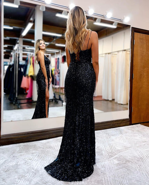 Charming Mermaid Sweetheart Dark Red Sequins Long Prom Dresses with Beading VK112901
