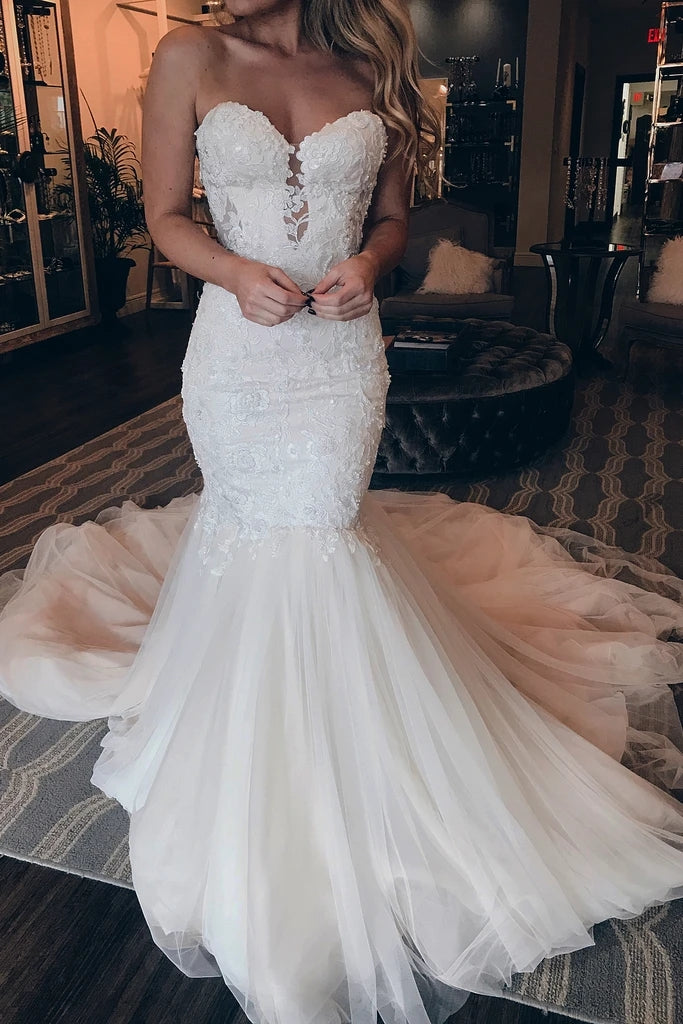 Gorgeous Lace Sweetheart Mermaid Wedding Dress VK0207001
