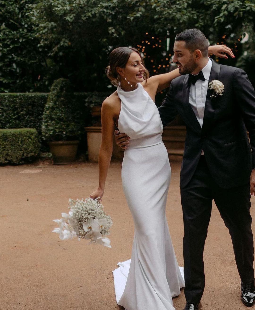 White halter wedding dress shop