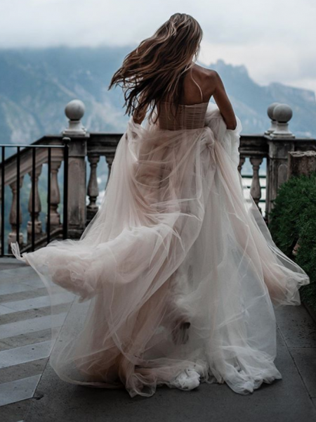 Sweetheart Tulle Long Wedding Dresses 2021 VK001