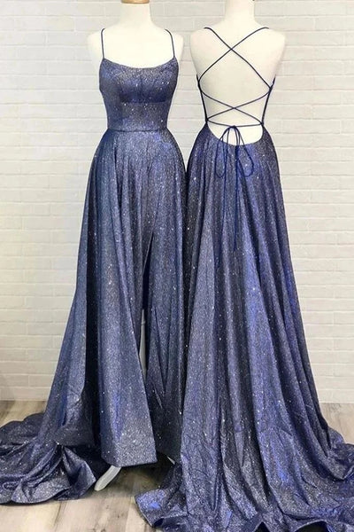 Sparkly A Line Hot Selling Spaghetti Straps Prom Dresses, Long Evening Dresses VK0127008