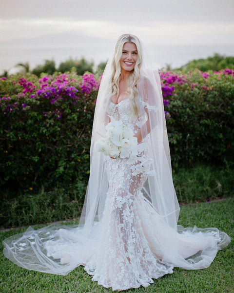 Gorgeous Mermaid Off the Shoulder Lace Wedding Dresses with Train VK120601