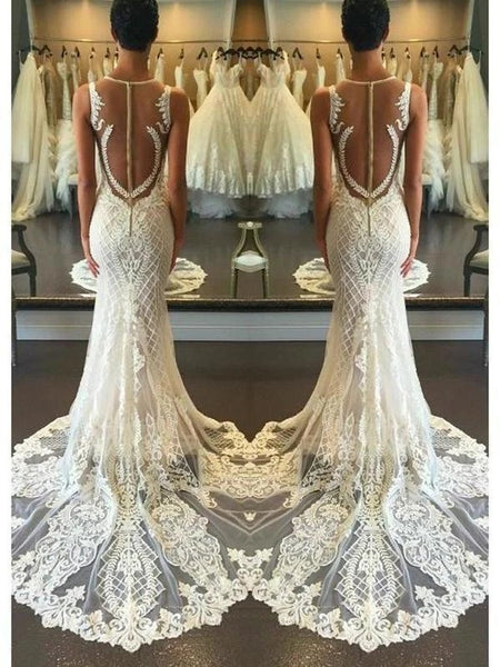 Free Shipping Luxurious Mermaid Lace Appliques Wedding Dresses Beach Wedding Gowns VK0120006