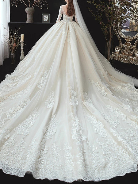 Free Shipping Ball Gown Wedding Dresses 3/4 Sleeve Lace Bridal Gown VK0502001
