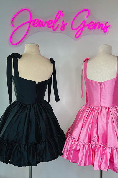 Simple Coral Satin Sweetheart Short Homecoming Dresses VK23081308